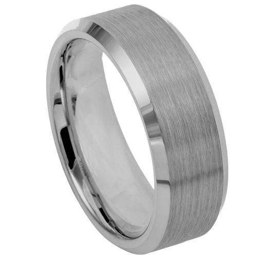 Brushed Center High Polish Beveled Edge - 8mm Band